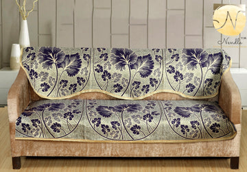 Nendle Poly Cotton Sofa Cover Set of 3+1+1 (Purple, 5 Seater)